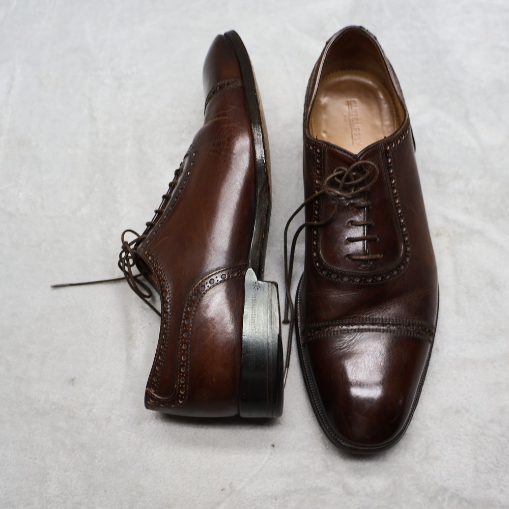 Suitsupply Mens 8 Oxford Shoes Brown Leather Brogue Cap Toe Made in Italy EU41